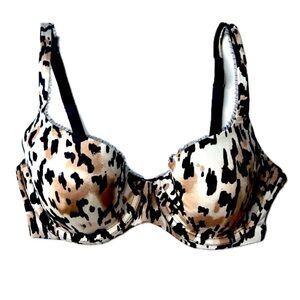 SOMA Mimi Demi Memory Foam Padded Underwire Leopard Cheetah Print Bra Sz 34D NEW